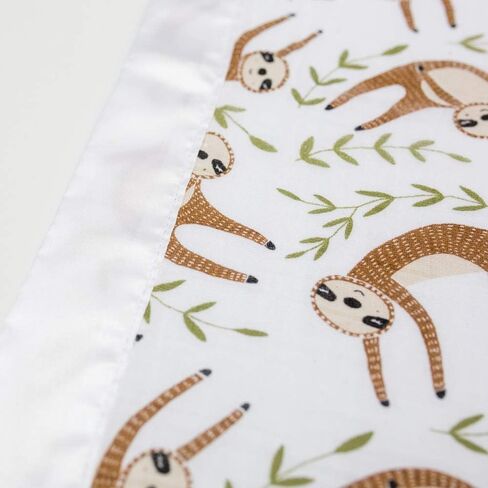 Lulujo Security Lovey Blankets Unisex Softest Breathable Cotton Muslin Security Blanket Set with Silky Satin Trim| Neutral Comforting Blanket for Girls & Boys| 16in x 16in| Daisies in Kuwait