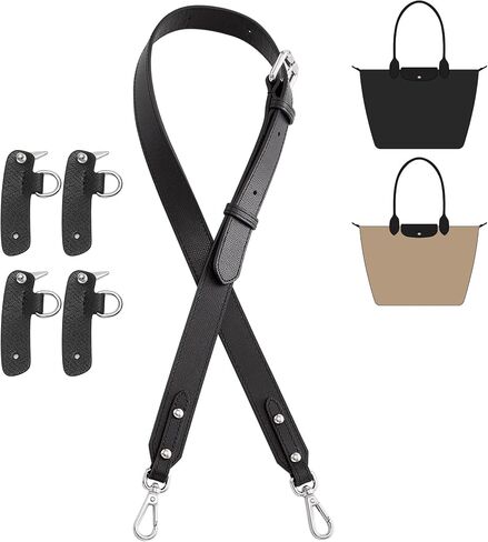 ترقية 4 أبازيم استبدال حزام المحفظة متوافق مع حقيبة Longchamp S / M / L، مجموعة تحويل حزام حقيبة جلدية مضادة للانزلاق، حقائب اليد حزام الكتف عبر الجسم 34-41 بوصة قابل للتعديل للنساء (بني) in Kuwait