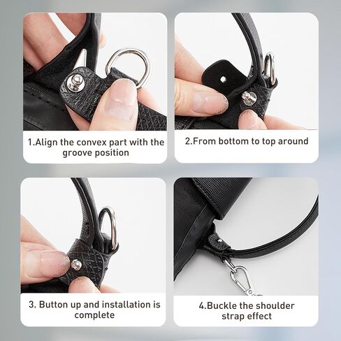 ترقية 4 أبازيم استبدال حزام المحفظة متوافق مع حقيبة Longchamp S / M / L، مجموعة تحويل حزام حقيبة جلدية مضادة للانزلاق، حقائب اليد حزام الكتف عبر الجسم 34-41 بوصة قابل للتعديل للنساء (بني) in Kuwait