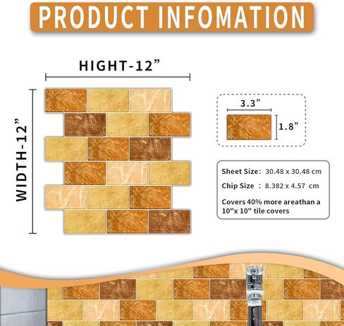10 Sheets Peel and Stick Backsplash for Kitchen 12"X12" Back Splash Adhesive Subway Wall Tile Sticker for Bathroom on Renter Friendlyn Marble (Grey Marble) in Kuwait