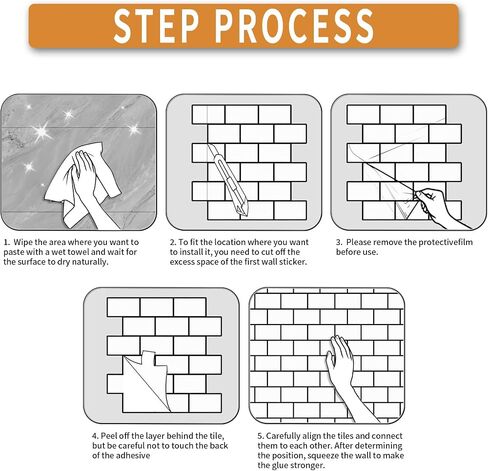 10 Sheets Peel and Stick Backsplash for Kitchen 12"X12" Back Splash Adhesive Subway Wall Tile Sticker for Bathroom on Renter Friendlyn Marble (Grey Marble) in Kuwait