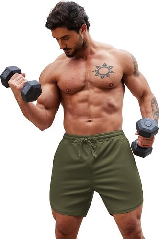 COOFANDY Mens 2 Pack Gym Workout Shorts Muscle Fit Lightweight Training Pants Bodybuilding Sports Jogger with Pockets in Saudi Arabia