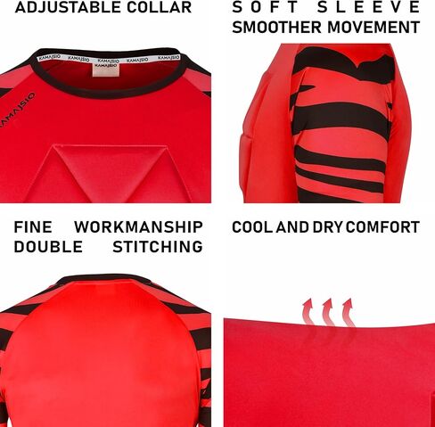 Elbow & Chest Padded Soccer Goalie Jersey - Long Sleeve Soccer Goalkeeper Jersey Men - Adult, Youth Goalie Shirt Pink in Kuwait