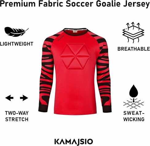 Elbow & Chest Padded Soccer Goalie Jersey - Long Sleeve Soccer Goalkeeper Jersey Men - Adult, Youth Goalie Shirt Pink in Kuwait