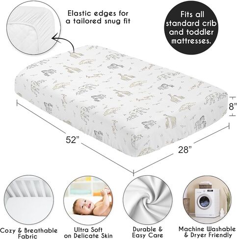 Sweet Jojo Designs Jungle Safari Animals Boy Girl Gender Neutral Unisex Baby Fitted Crib Sheet Set Infant Newborn Nursery Toddler Bed Room Standard Mattress 2p Solid Beige Tan Animal Elephant Wildlife in Saudi Arabia