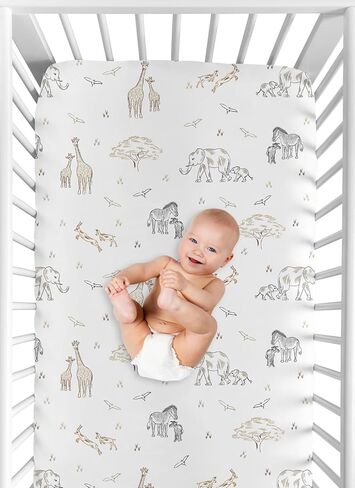 Sweet Jojo Designs Jungle Safari Animals Boy Girl Gender Neutral Unisex Baby Fitted Crib Sheet Set Infant Newborn Nursery Toddler Bed Room Standard Mattress 2p Solid Beige Tan Animal Elephant Wildlife in Saudi Arabia