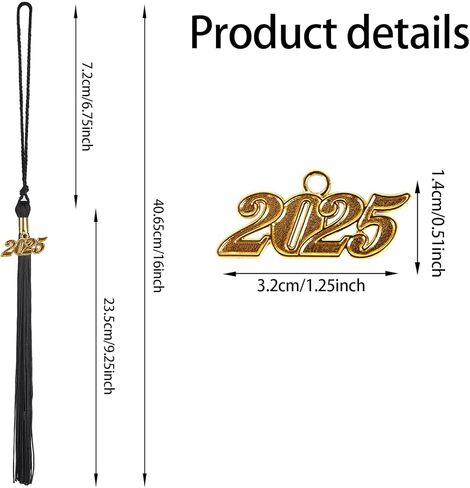 2024 Tassel Graduation with Gold Charm 9" Single and Multiple Color for Ceremony, Photo, Party Graduation Tassel 2024 Gift Idea (Gold) in Kuwait