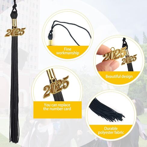 2024 Tassel Graduation with Gold Charm 9" Single and Multiple Color for Ceremony, Photo, Party Graduation Tassel 2024 Gift Idea (Gold) in Kuwait