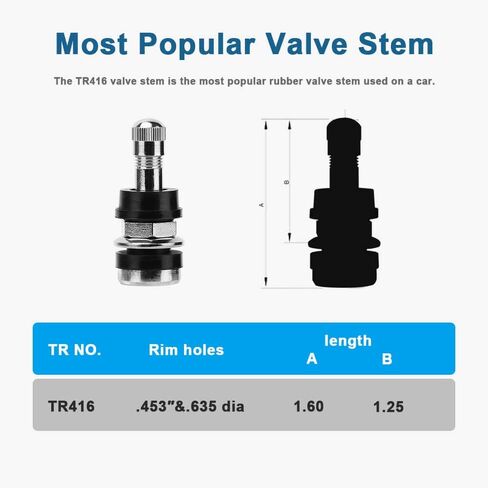 Riseuvo 5pcs TR413 Tire Valve Stem - Rubber Snap-in Valve Stems, Tire Valve for 0.453 Inch Rim Hole (TR413) in Kuwait