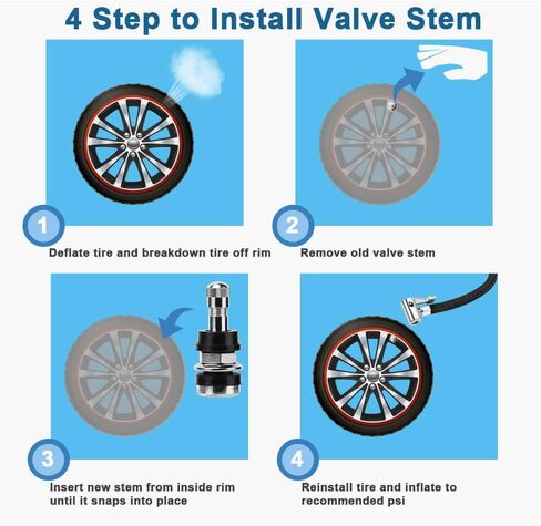 Riseuvo 5pcs TR413 Tire Valve Stem - Rubber Snap-in Valve Stems, Tire Valve for 0.453 Inch Rim Hole (TR413) in Kuwait