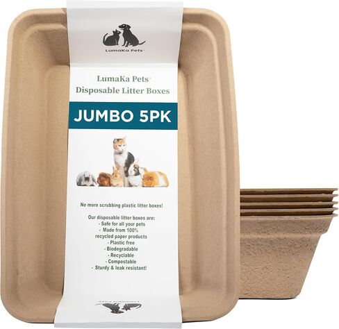 صندوق فضلات LumaKa Pets القابل للتصرف - 5/حزمة/صناديق فضلات كبيرة/يمكن التخلص منها للقطط، صندوق فضلات الأرانب، صندوق فضلات خنزير غينيا، صندوق القطط، صندوق فضلات السفر، صندوق فضلات عالي الجوانب، قوي، مقاوم للتسرب in Kuwait