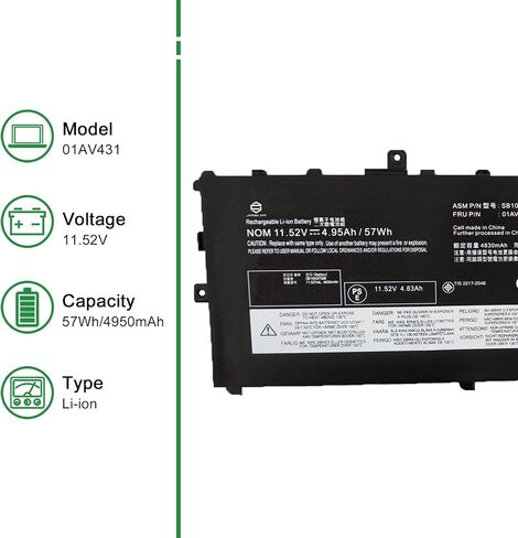 JIAZIJIA 01AV406 SB10J79003 Laptop Battery Replacement for Lenovo ThinkPad T460s T470s Series 01AV405 SB10J79002 00HW038 00HW025 00HW024 01AV462 01AV407 01AV408 L16M3P73 SB10J79004 11.46V 27Wh in Saudi Arabia