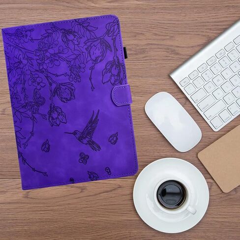 KEROM Case for Samsung Galaxy Tab A9 Plus/A9+ 11 Inch 2023 (SM-X210/X216/X218), Suede Leather Folio Stand Cover with Auto Wake/Sleep & Card Slot & Pen Holder - Brown Butterfly Embossing in Kuwait