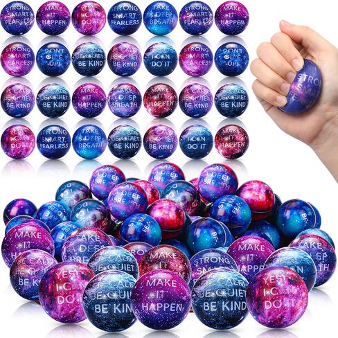 Libima 120 Pcs Galaxy Stress Balls 2 Inches Squeeze Anxiety Fidget Sensory Balls Space Theme Squeeze Stress Relief Balls for Christmas Birthday Party Exercise School Gifts Carnival Gift Supplies in Saudi Arabia