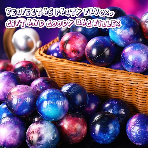 Libima 120 Pcs Galaxy Stress Balls 2 Inches Squeeze Anxiety Fidget Sensory Balls Space Theme Squeeze Stress Relief Balls for Christmas Birthday Party Exercise School Gifts Carnival Gift Supplies in Saudi Arabia