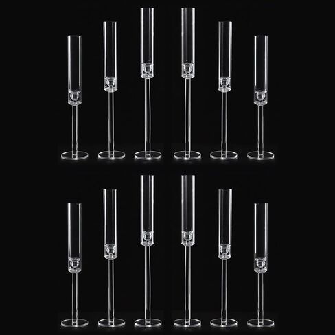 Vincidern 6PCs Acrylic Candle Holders Centerpieces for Table, Taper Candle Holder for Wedding Decor, Dining Room, Halloween, Christmas Decorative Candlestick Holder, Taper Candle Holder Set in Kuwait