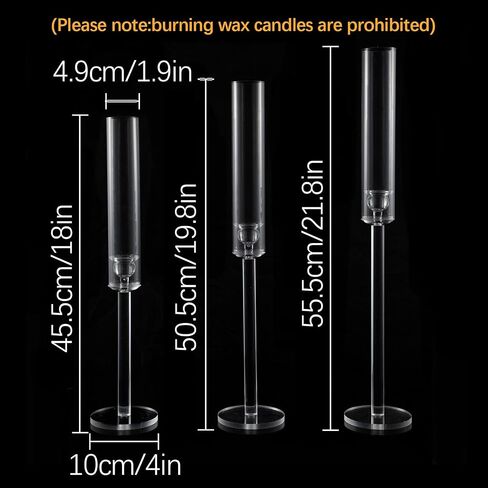 Vincidern 6PCs Acrylic Candle Holders Centerpieces for Table, Taper Candle Holder for Wedding Decor, Dining Room, Halloween, Christmas Decorative Candlestick Holder, Taper Candle Holder Set in Kuwait