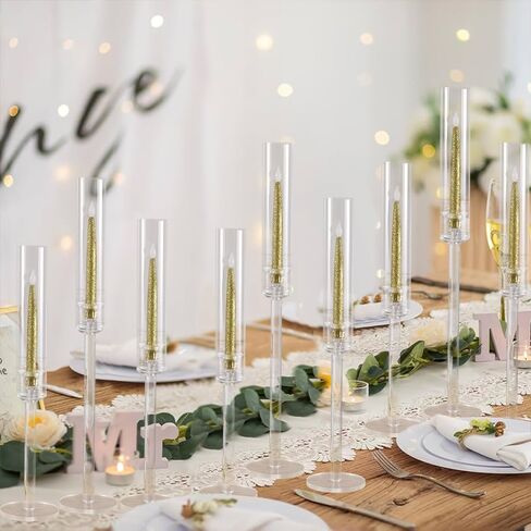 6 قطع من حاملات الشموع الأكريليك من Vincidern للطاولة، حامل شموع مستدقة لديكور الزفاف، غرفة الطعام، الهالوين، حامل شمعدان ديكور عيد الميلاد، مجموعة حامل شموع مستدقة in Kuwait