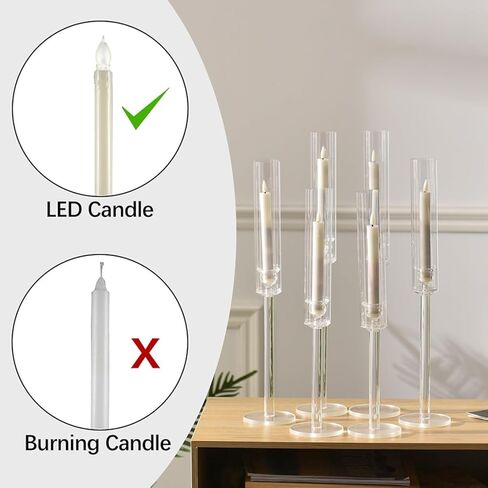 6 قطع من حاملات الشموع الأكريليك من Vincidern للطاولة، حامل شموع مستدقة لديكور الزفاف، غرفة الطعام، الهالوين، حامل شمعدان ديكور عيد الميلاد، مجموعة حامل شموع مستدقة in Kuwait