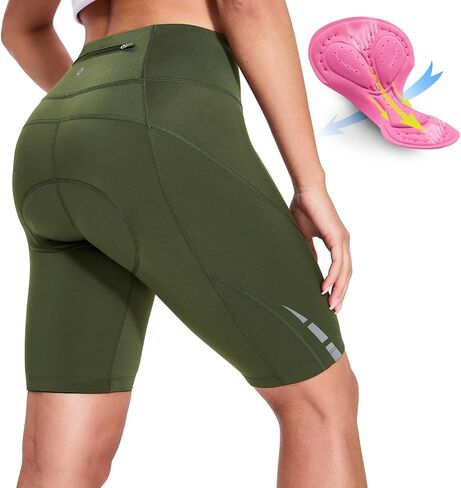 Womens Padded Bike Shorts 4D Padding Cycling Shorts with Zipper Pockets Riding Bicycle Cycle Road Biking Underwear in Kuwait