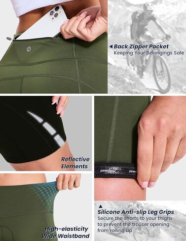 Womens Padded Bike Shorts 4D Padding Cycling Shorts with Zipper Pockets Riding Bicycle Cycle Road Biking Underwear in Kuwait