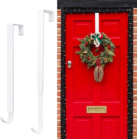 Wreath Hanger for Front Door, Adjustable Black Wreath Hanger from 15 to 25 Inches Wreath Hanger, 20 lbs Larger Door Upgrade Wreath Hanger Christmas Wreaths Decorations Hook in Kuwait