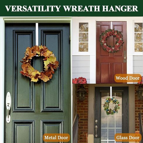 Wreath Hanger for Front Door, Adjustable Black Wreath Hanger from 15 to 25 Inches Wreath Hanger, 20 lbs Larger Door Upgrade Wreath Hanger Christmas Wreaths Decorations Hook in Kuwait