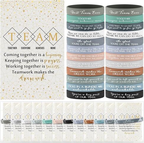 XunYee 48 Sets Team Employee Appreciation Gifts Include 48 Motivational Quote Silicone Bracelets 48 Inspirational Card 50 Bag for Staff Coworker Volunteer Social Worker in Kuwait