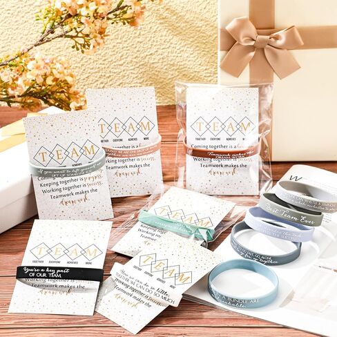 XunYee 48 Sets Team Employee Appreciation Gifts Include 48 Motivational Quote Silicone Bracelets 48 Inspirational Card 50 Bag for Staff Coworker Volunteer Social Worker in Kuwait