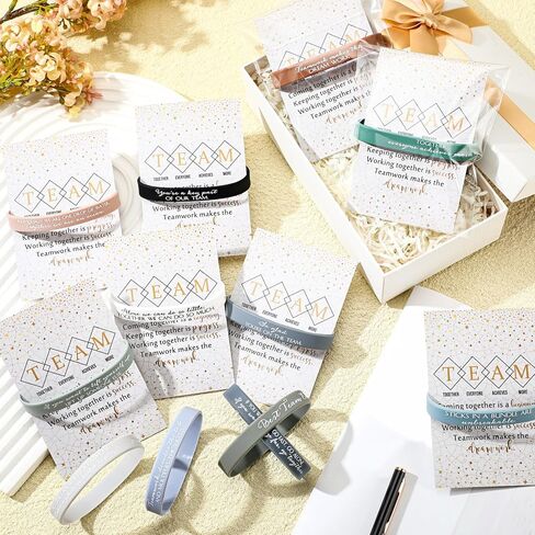 XunYee 48 Sets Team Employee Appreciation Gifts Include 48 Motivational Quote Silicone Bracelets 48 Inspirational Card 50 Bag for Staff Coworker Volunteer Social Worker in Kuwait