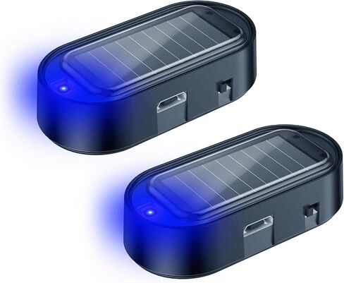 إنذار وهمي للسيارة يعمل بالطاقة الشمسية من ELECTOP، مضاد للسرقة، ضوء أمان وامض LED مضاد للسرقة، إنذار للسيارة، ضوء أمان داخلي للتحذير من السيارات مع منفذ شحن USB، ملحقات السيارة (الضوء الأحمر، قطعتان) in Kuwait