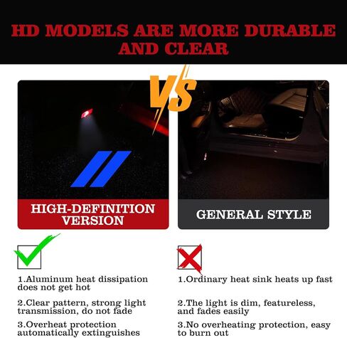 2Pcs/Set Car Door Lights for Dodge Charger 2010-present, Courtesy LED Ghost Shadow Light Projector Lamps Accessories (red) in Kuwait