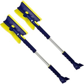 MICHELIN 2 Pack Colossal Extendable 34-49" Snow Brush for Trucks, Swivel Head, Squeegee, Ice Scraper, Ergonomic, Scratch Free Auto Window Snowbrush, Windshield Broom for Car, SUV