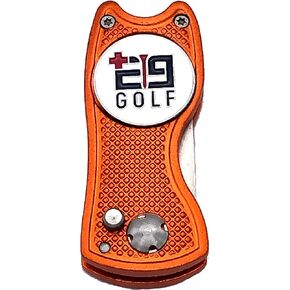 Stainless Steel 3 in 1 Divot Repair Tool with Removable Magnetic Ball Marker Coin, Foldable Switchblade with Pop Up Release Button, Durable Aluminum 1 Inch Fork, Lightweight & Compact