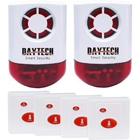 Daytech Panic Alarm Button-Strobe Siren Alarm with Light for Home Caring | 500ft Range, Loud Outdoor SOS Alert System with 2 Red Flashing Siren & 4 Panic Button for Store/Hotel/Jewelry/Shop Security in Saudi Arabia