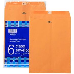 Heavy Weight Brown Kraft Jot Clasp Envelopes, 9x12, 6-ct. Packs (Set of 2) by Jot Clasp