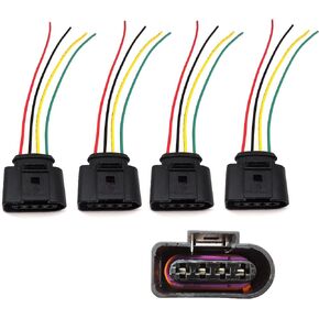 HiSport 4Pcs Ignition Coil Female Connector Plug Harness Pigtail - 1J0973724 Compatible with Audi VW Jetta Passat