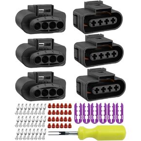 Ignition Coil Connector Repair Kit with Harness Plug & 0.3CM Space Take-up Tool Compatible with AUDI VW SKODA SEAT Replace 4B0973724 4B0 973 724, 6pcs