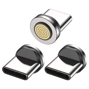 AUFU 60W/100W 9 Pin USB C Magnetic Connector/Tip/Heads (3-Pack), 360° Rotating Magnetic Phone Adapter Connector for USB C, Type C