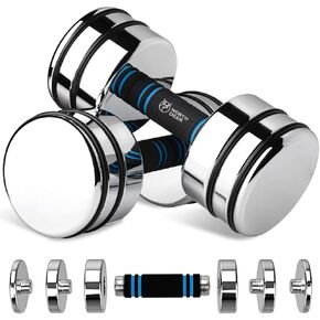 Northdeer Steel Dumbbells Ultracompact & Adjustable Chrome Dumbbell with Foam Handles 5lb 10lb 15lb 20lb 30lb 50lb Home Gym Workout (Choice of Size)