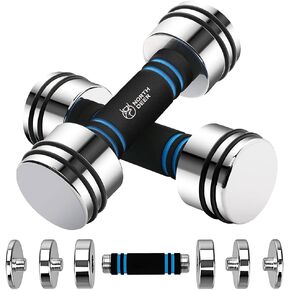 Northdeer Steel Dumbbells Ultracompact & Adjustable Chrome Dumbbell with Foam Handles 5lb 10lb 15lb 20lb 30lb 50lb Home Gym Workout (Choice of Size)