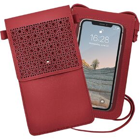 محفظة جلدية أنيقة للهاتف الخلوي للنساء، حقيبة هاتف خفيفة الوزن مع نافذة شفافة وشاشة لمس مقاس 6.7 بوصة، محفظة هاتف مع إغلاق مغناطيسي وحزام كتف قابل للتعديل in Kuwait