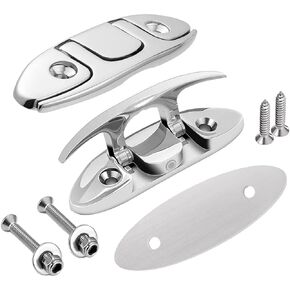 Boat Flip Up Cleat 316 Stainless Steel Boat Folding Cleat 4-1/2 Inch Marine Folding Cleat Pack of 2, Boat Dock Cleats Work for Dock Lines Mooring Accessories