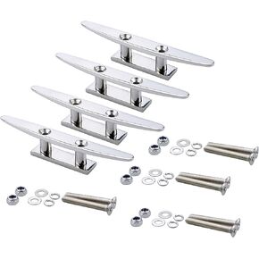 Boat Cleat Stainless Steel Low Flat Top 4" Cleats Marine Dock Base (4 PCS)