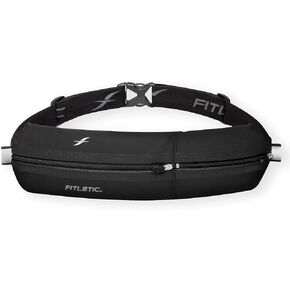 Fitletic Bolt Double Pocket Running Belt & Active Fanny Pack For Men & Women – Water Resistant, Lightweight Sleek Design – Patented No Bounce Hip Hugging Fit – Holds Any Phone