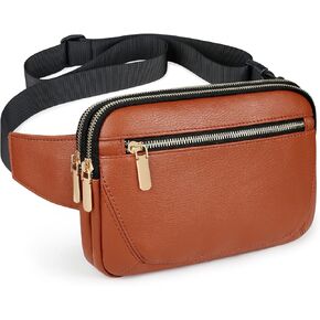 حقائب فاني جلدية للنساء، حقيبة فاني سوداء عصرية بمقاس كبير للرجال، حقائب كروس لطيفة، حقيبة خصر مع سعة كبيرة، حقيبة هيب بوم كاجوال للسفر والجري والمشي لمسافات طويلة باللون الوردي والبني in Kuwait