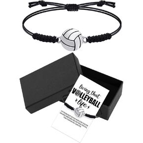 WILLBOND Basketball Bracelet Basketball Charm Bracelet with Cardboard and Box Basketball Volleyball Gift Basketball Accessories Sports Fan Bracelets Adjustable Woven Jewelry Sports Party Gift