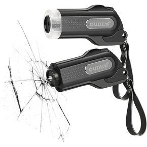 2Pcs Car Window Breaker Seatbelt Cutter, 2-in-1 Emergency Keychain Car Escape Tool, Compact Safety Hammer- Black in Kuwait