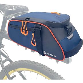 Bike Rack Bag, Waterproof Bike Trunk Bag, Reflective Bike Panniers Bike Saddle Bag for Universal Road Bike MTB, 8L Blue Bike Bag with Shoulder Strap for Daily Travel and Commuting