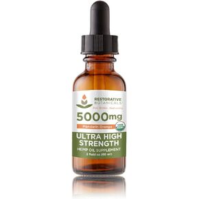 Ultra High Strength Hemp Oil - 5000mg Mandarin Orange Flavor (2 oz - 120 Servings)